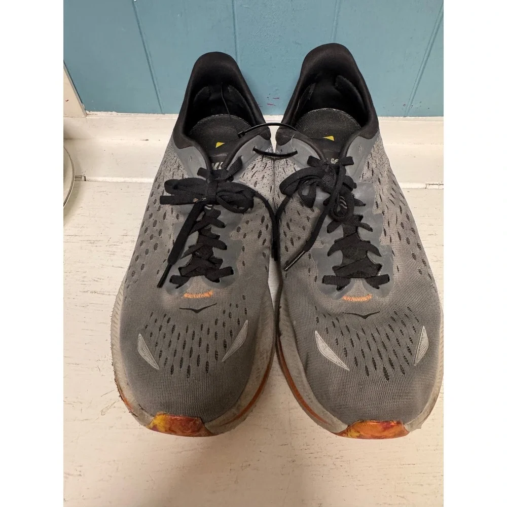 Hoka Kawana Mens Running Shoes Grey Orange Low Top Sneakers Size 11.5 D‎ 1123163